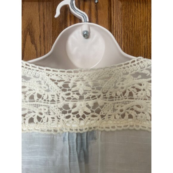 Wet Seal Lace Trimmed Long Sleeve Blouse White Vintage Cottagecore Y2K Romantic - Picture 4 of 9